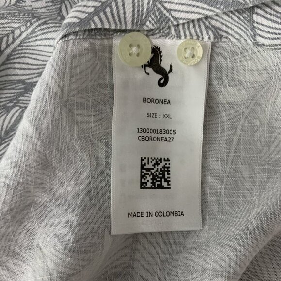 Boronea Men XXL Button Up Shirt Gray Viscose Soft Casual Summer - Picture 4 of 6